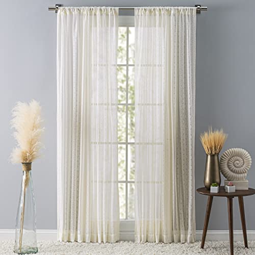 Striped Lace 3" Rod Pocket (No Header) Valance