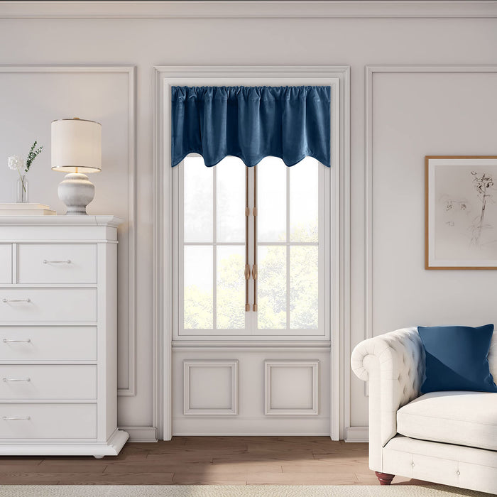 Velvet Rod Pocket w/Back Tabs Scalloped Valance w/Backout Lining