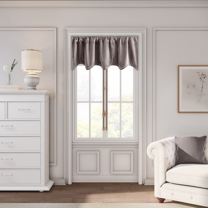 Velvet Rod Pocket w/Back Tabs Scalloped Valance w/Backout Lining