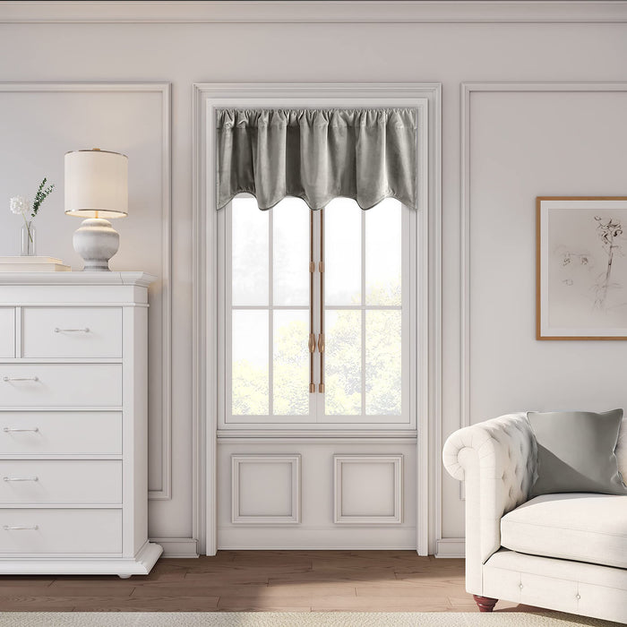 Velvet Rod Pocket w/Back Tabs Scalloped Valance w/Backout Lining