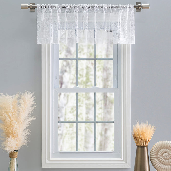 Striped Lace 3" Rod Pocket (No Header) Valance