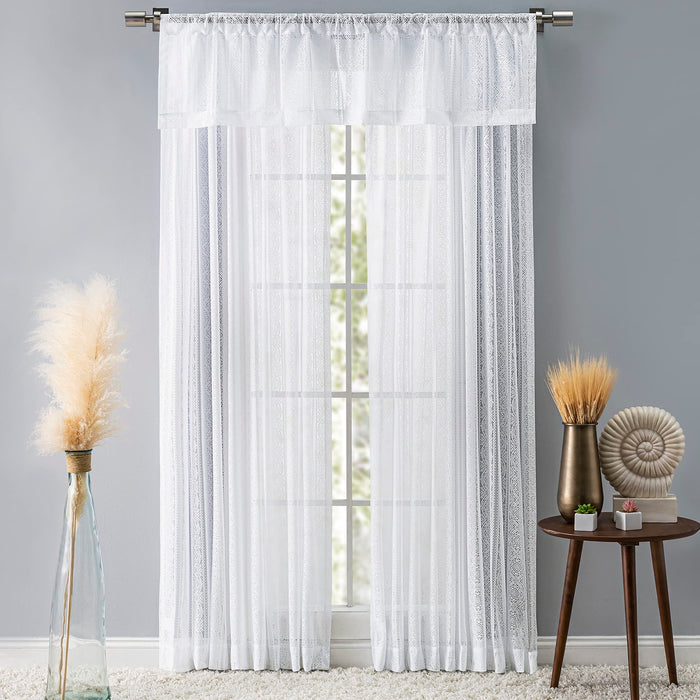 Striped Lace 3" Rod Pocket (No Header) Valance