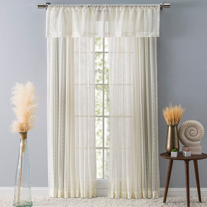 Striped Lace 3" Rod Pocket (No Header) Valance