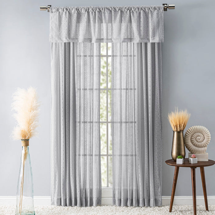 Striped Lace 3" Rod Pocket (No Header) Valance