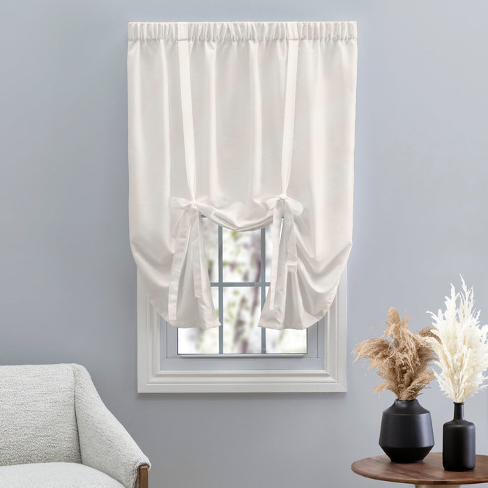 Grasscloth Lined Rod Pocket Tie-Up Panel