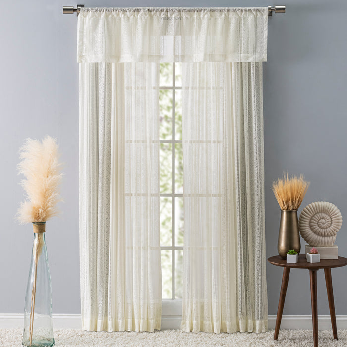 Striped Lace 3" Rod Pocket (No Header) Panel