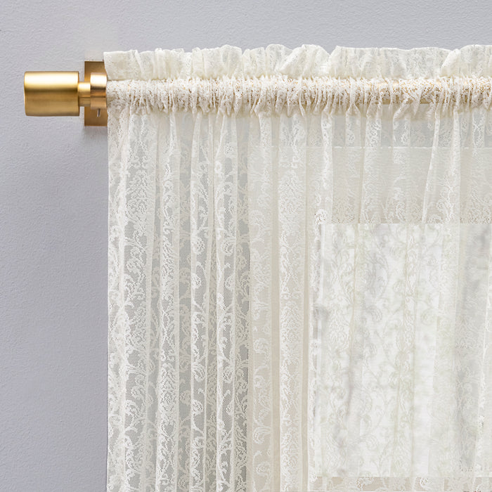 Woven Lace Rod Pocket w/Header Valance