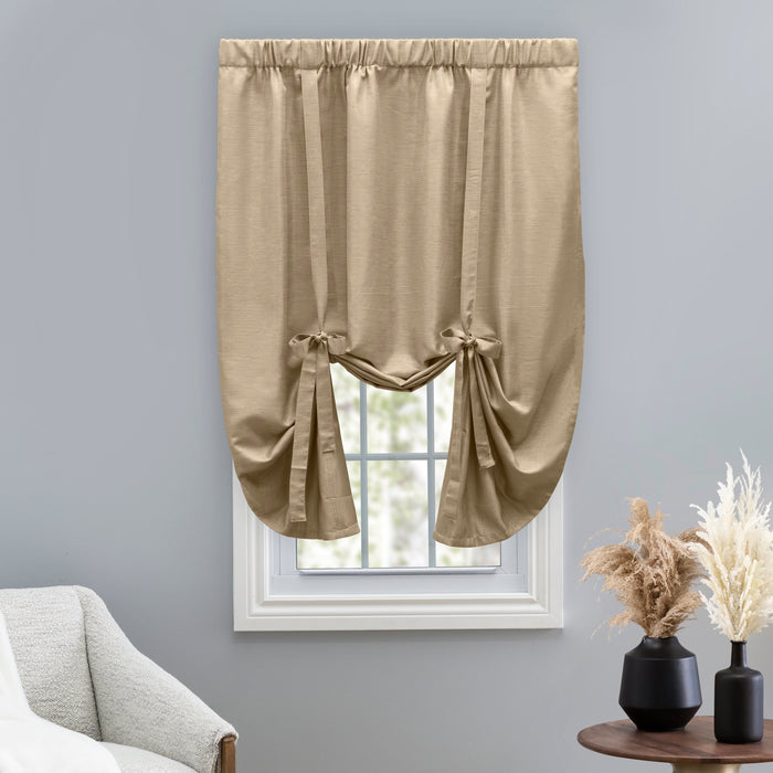 Grasscloth Lined Rod Pocket Tie-Up Panel